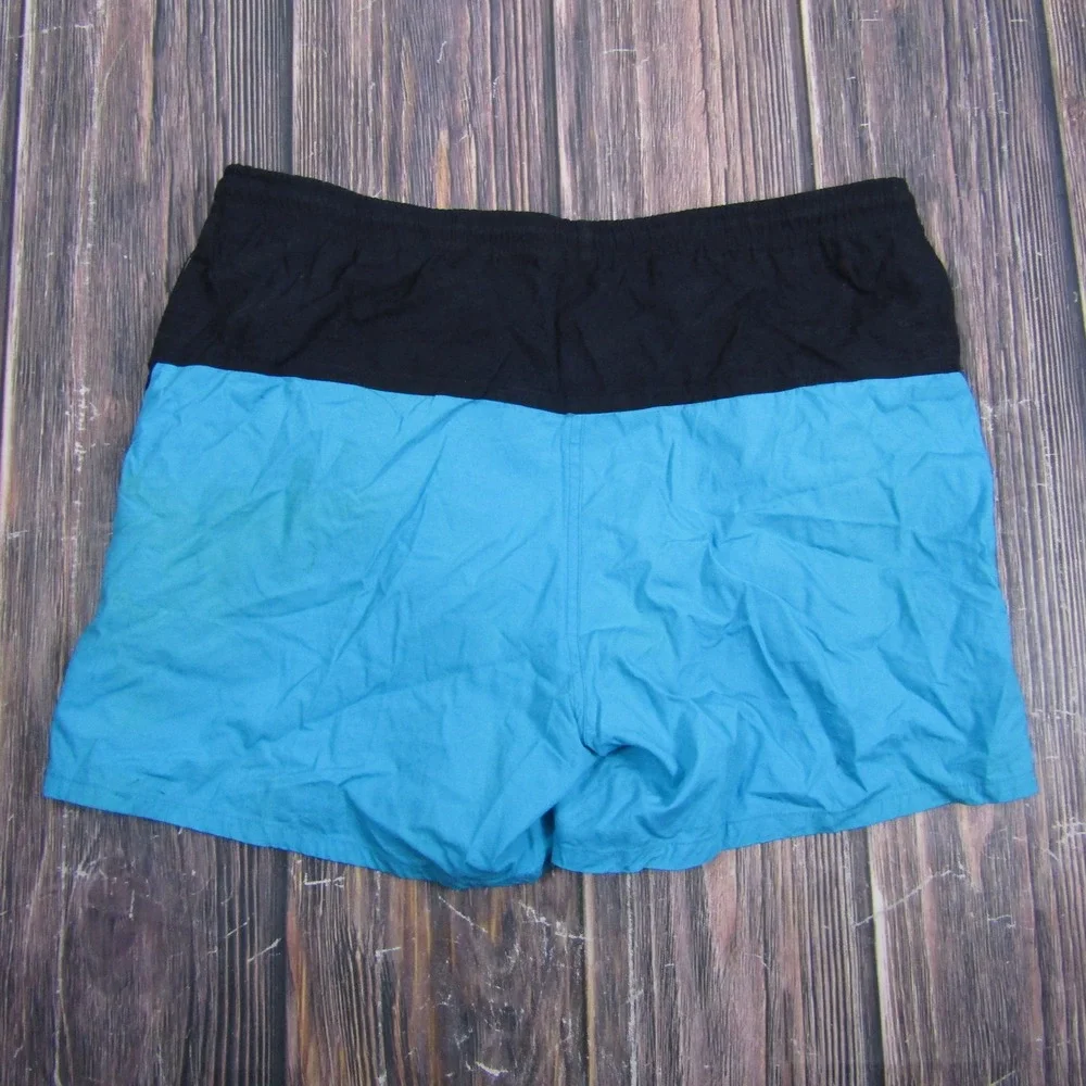 Pierre Cardin Swim Trunks Mens M Blue Black Colorblock Mesh Lined Cotton Shorts